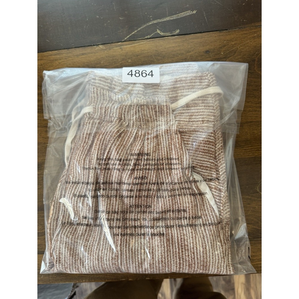 Free People Slouchy Utility Linen Striped Pants Boho Casual Drawstring Waist 4‎ - Picture 9 of 9